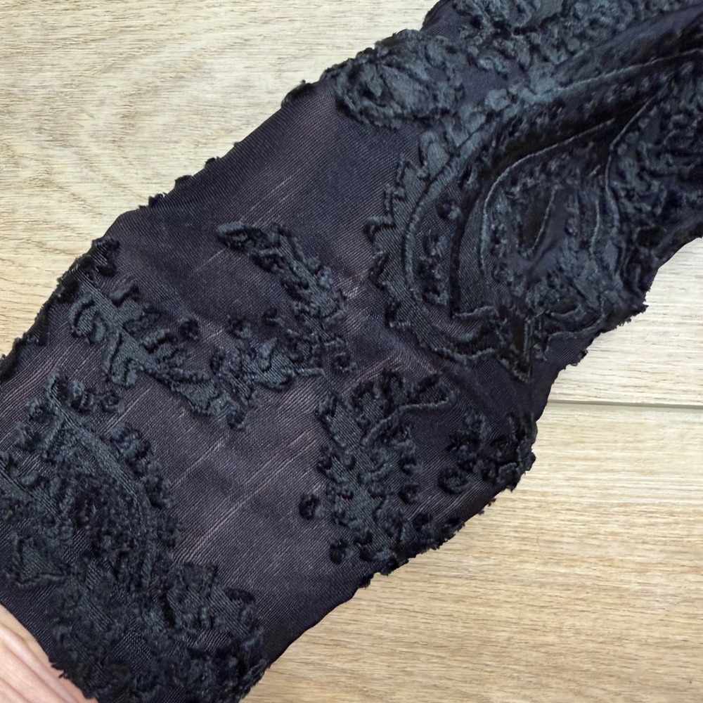Edista Womens Vintage Y2K Grunge Graphic Top Black Sheer Embroidered Sleeves S - Picture 3 of 8